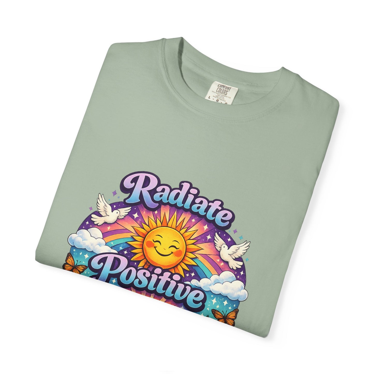Radiate Positive Shirt – Groovy Purple & Teal Sunshine Floral Tee | Mental Health Awareness Gift