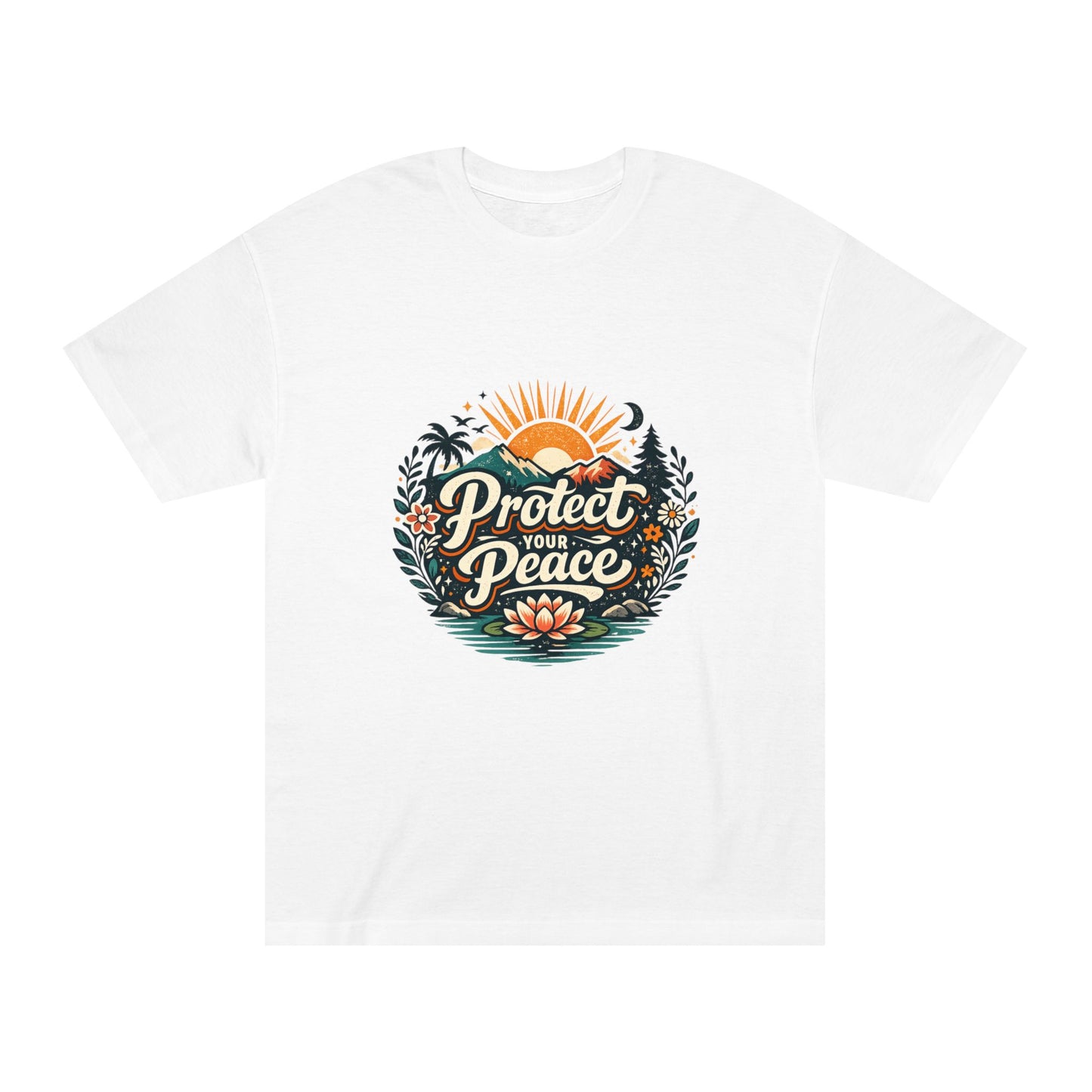 Protect Your Peace Tee 🌸 | Lotus Relaxation Graphic Tee | NeuroVibe Shop™