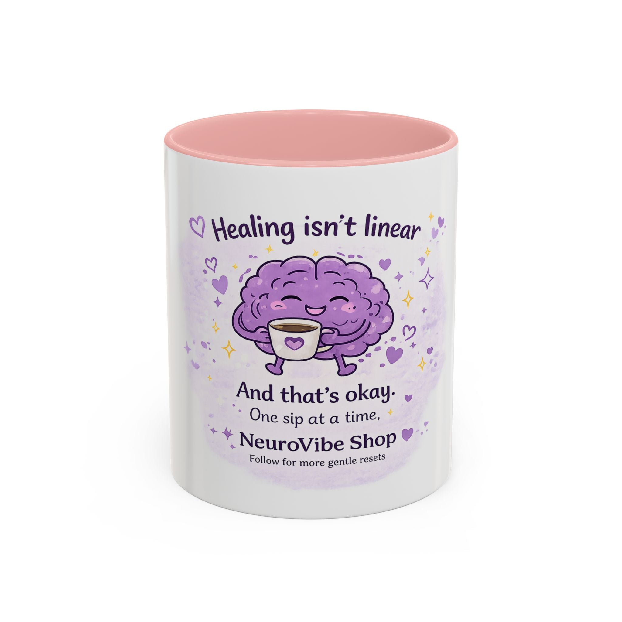 Healing Isn't Linear Coffee Mug | Cute Brain Tea/Coffee Cup, Mental Health Support Gift | NeuroVibe Shop™