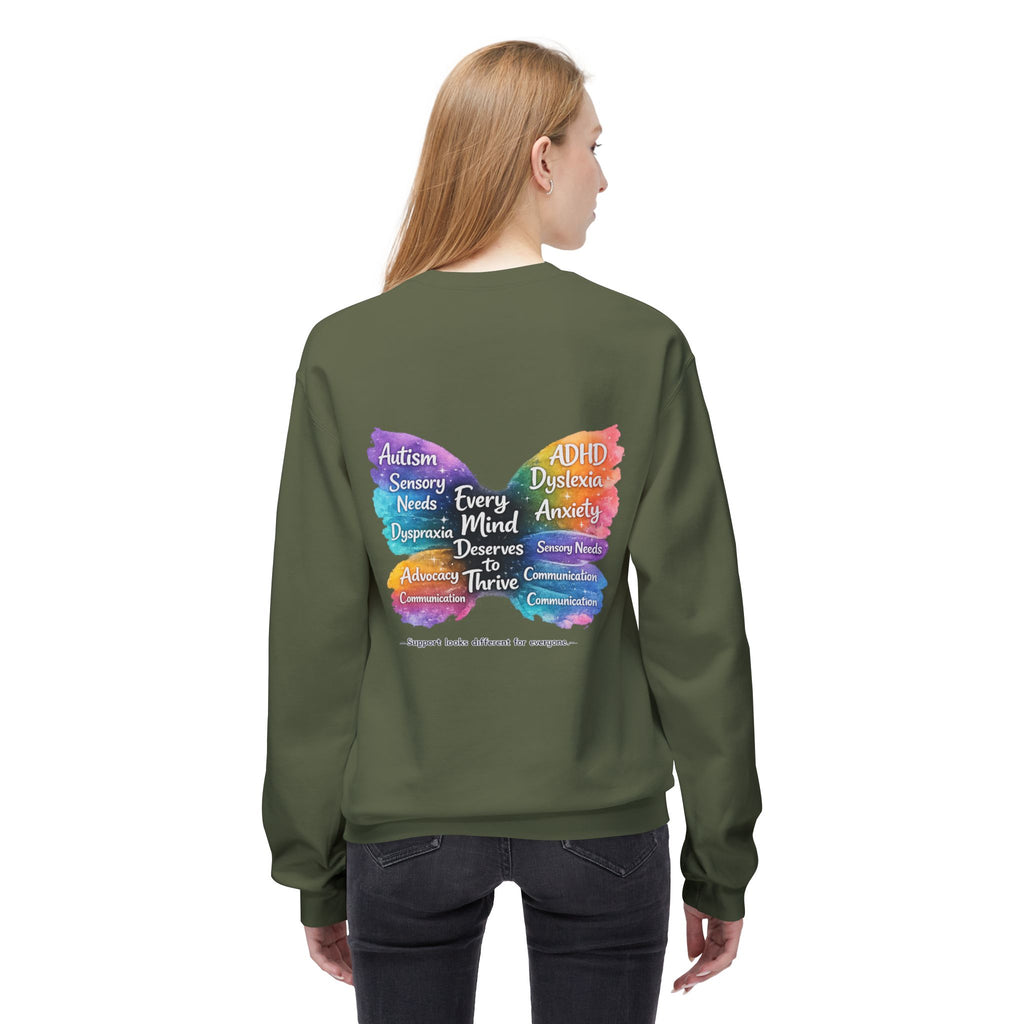 Different Needs Same Worth Crewneck | Special Needs Awareness Sweatshirt | Neurodiversity Acceptance Butterfly Sweatshirt | Inclusion Support Sweatshirt