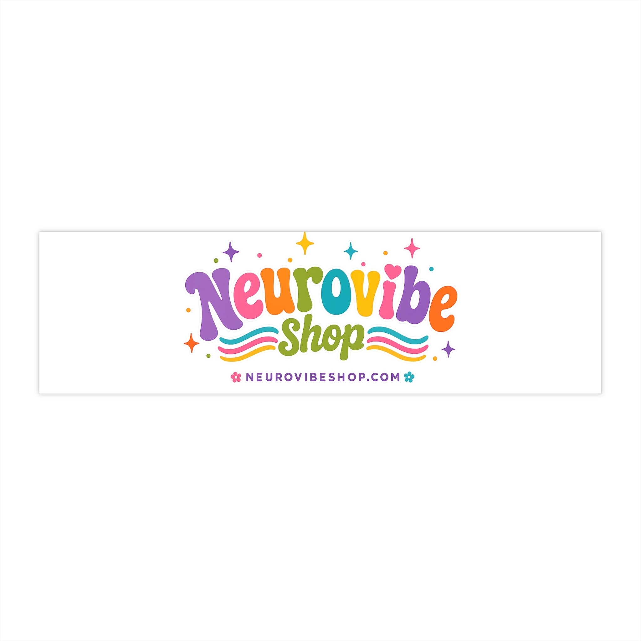 NeuroVibe Shop Bumper Sticker
NeuroVibe Shop Bumper Sticker | Colorful Retro Neurodiversity Logo Car Decal