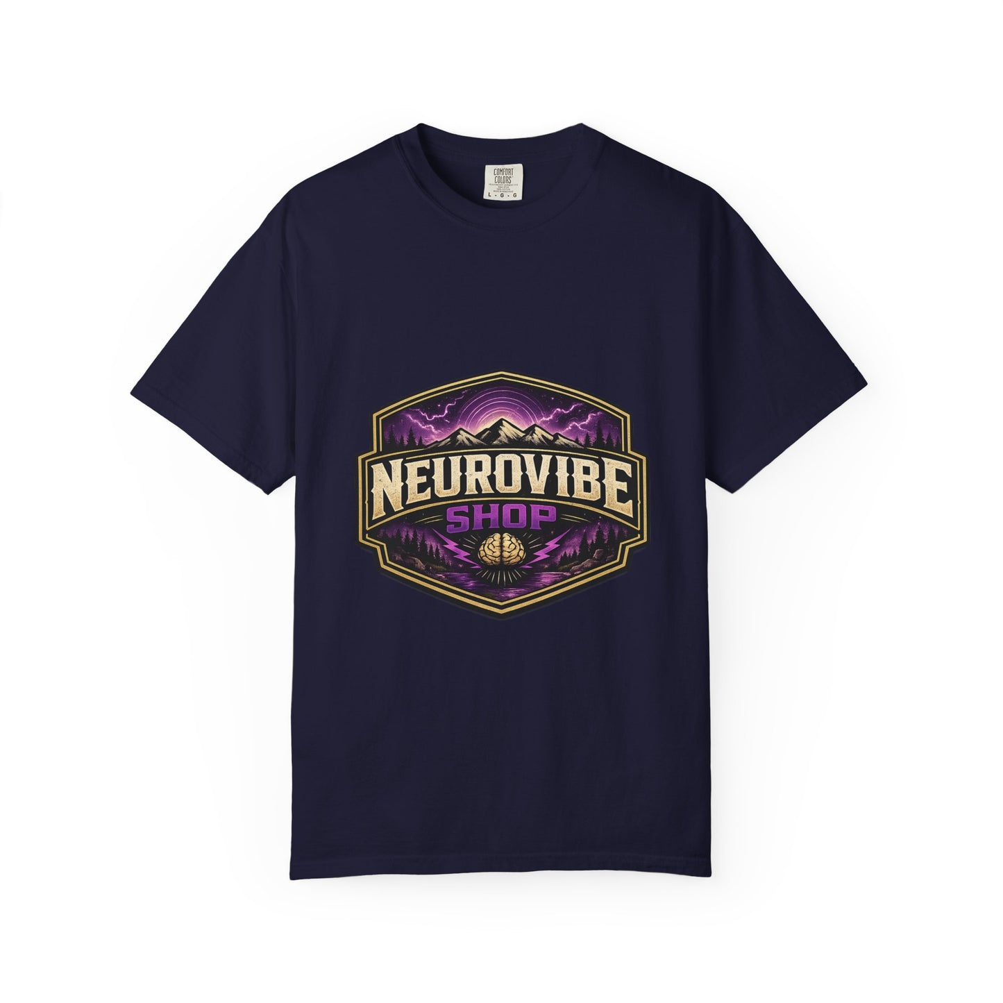 NeuroVibe Shop Ignite Your Mind T-Shirt | Purple Lightning Brain Graphic Tee | Neurodiversity Awareness Shirt | ADHD Autism Mental Health Support Apparel