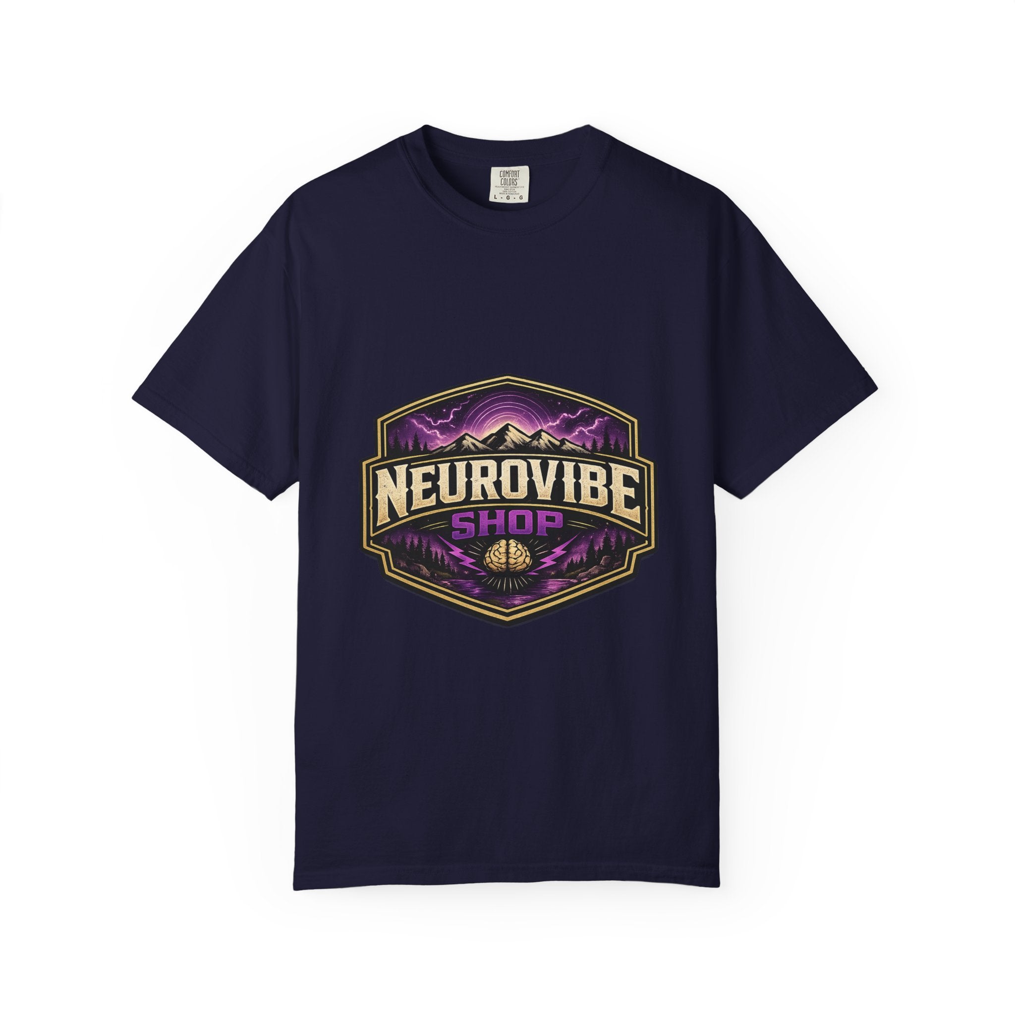 NeuroVibe Shop Ignite Your Mind T-Shirt | Purple Lightning Brain Graphic Tee | Neurodiversity Awareness Shirt | ADHD Autism Mental Health Support Apparel