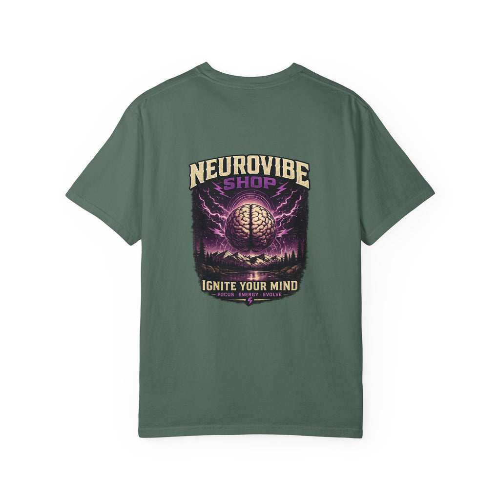 NeuroVibe Shop Ignite Your Mind T-Shirt | Purple Lightning Brain Graphic Tee | Neurodiversity Awareness Shirt | ADHD Autism Mental Health Support Apparel