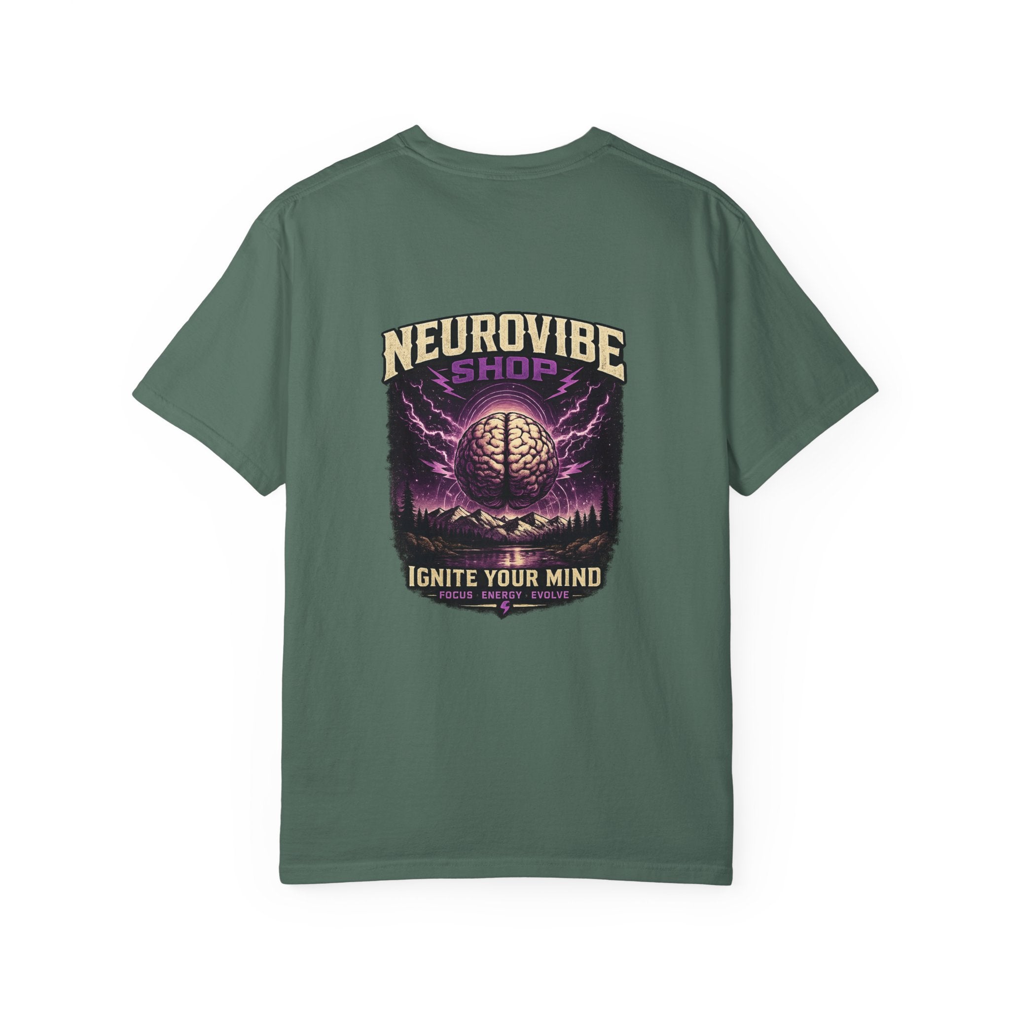 NeuroVibe Shop Ignite Your Mind T-Shirt | Purple Lightning Brain Graphic Tee | Neurodiversity Awareness Shirt | ADHD Autism Mental Health Support Apparel