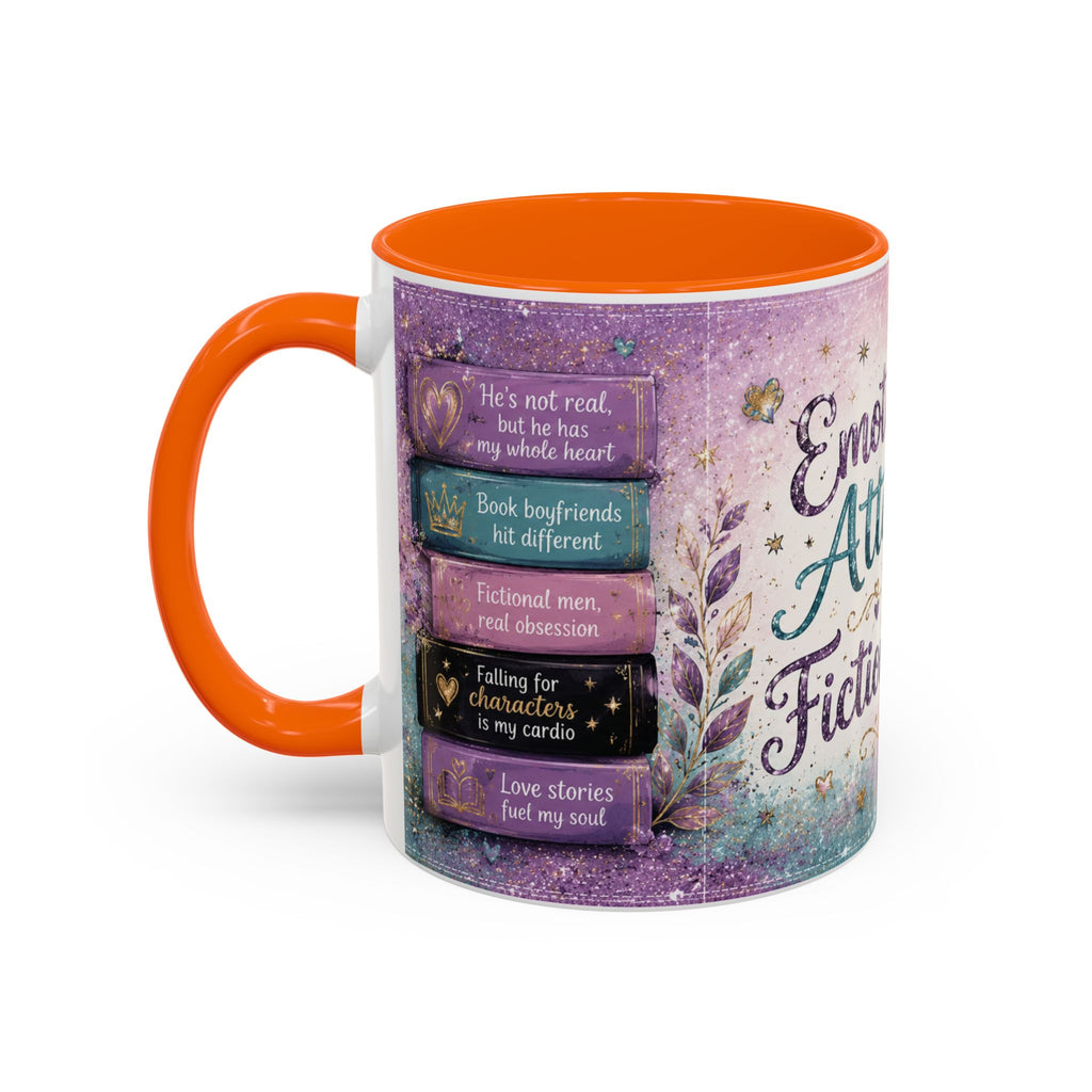 Emotionally Attached to Fictional Men Mug 💜 | Romance Reader Coffee Cup | NeuroVibe Shop™