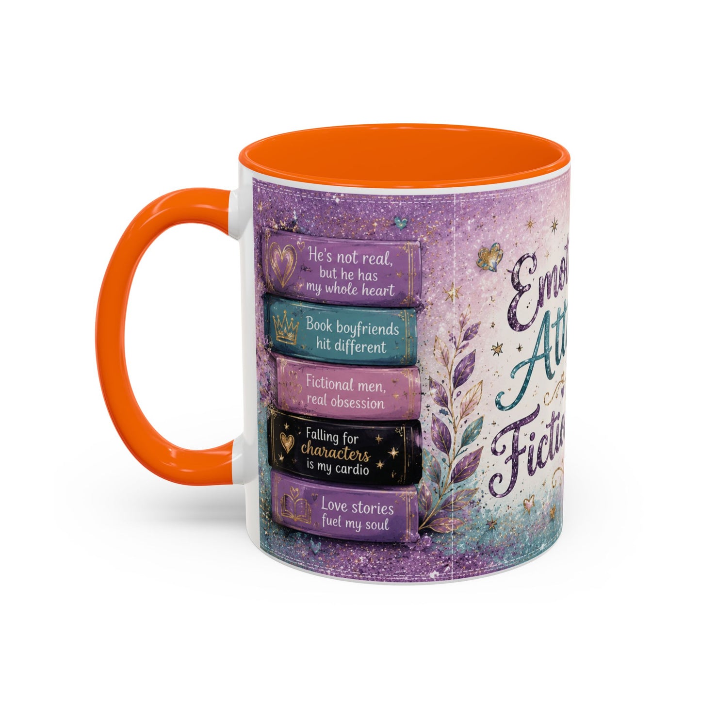 Emotionally Attached to Fictional Men Mug 💜 | Romance Reader Coffee Cup | NeuroVibe Shop™