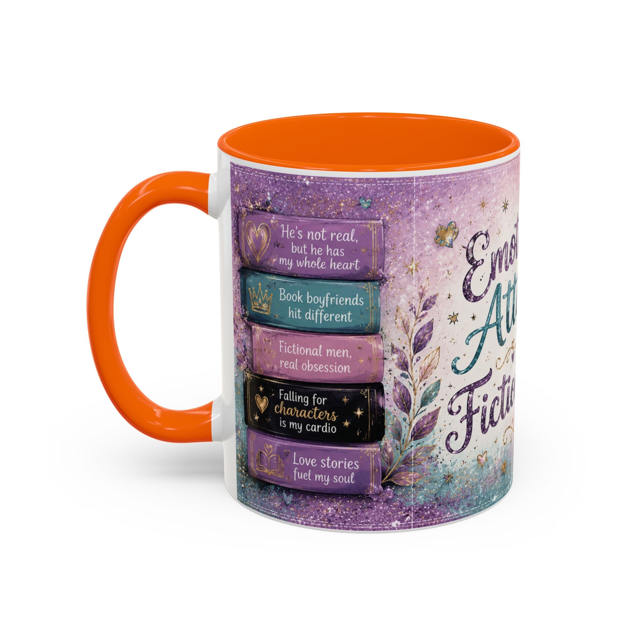 Emotionally Attached to Fictional Men Mug 💜 | Romance Reader Coffee Cup | NeuroVibe Shop™