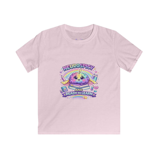 Neurospicy and Ready to Learn T-Shirt | Neurodivergent Back to School Shirt | ADHD Autism Pride Kids Tee | Rainbow Brain Graphic☀️✨🩷