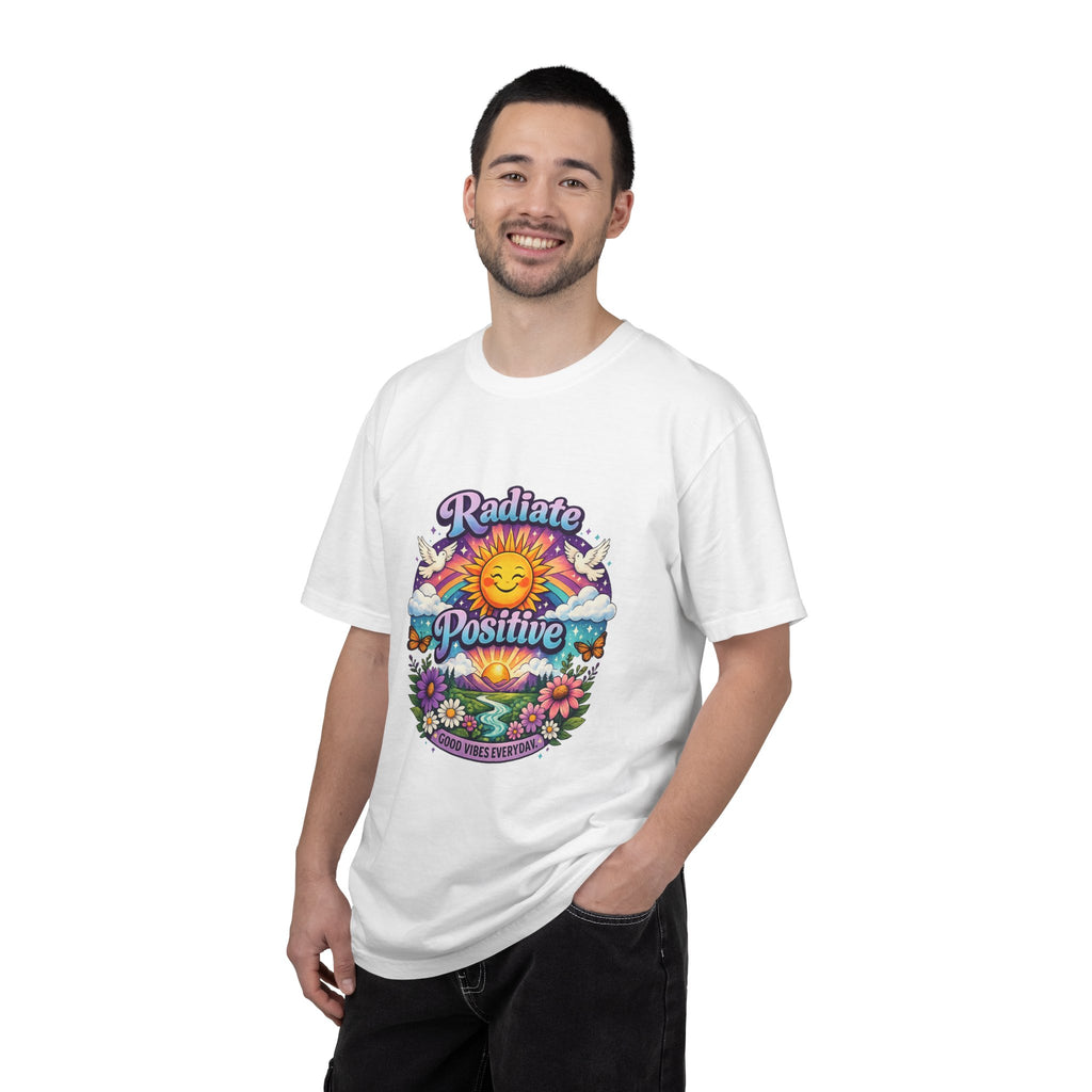 Radiate Positive Shirt – Groovy Purple & Teal Sunshine Floral Tee | Mental Health Awareness Gift