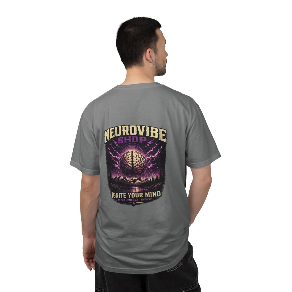 NeuroVibe Shop Ignite Your Mind T-Shirt | Purple Lightning Brain Graphic Tee | Neurodiversity Awareness Shirt | ADHD Autism Mental Health Support Apparel