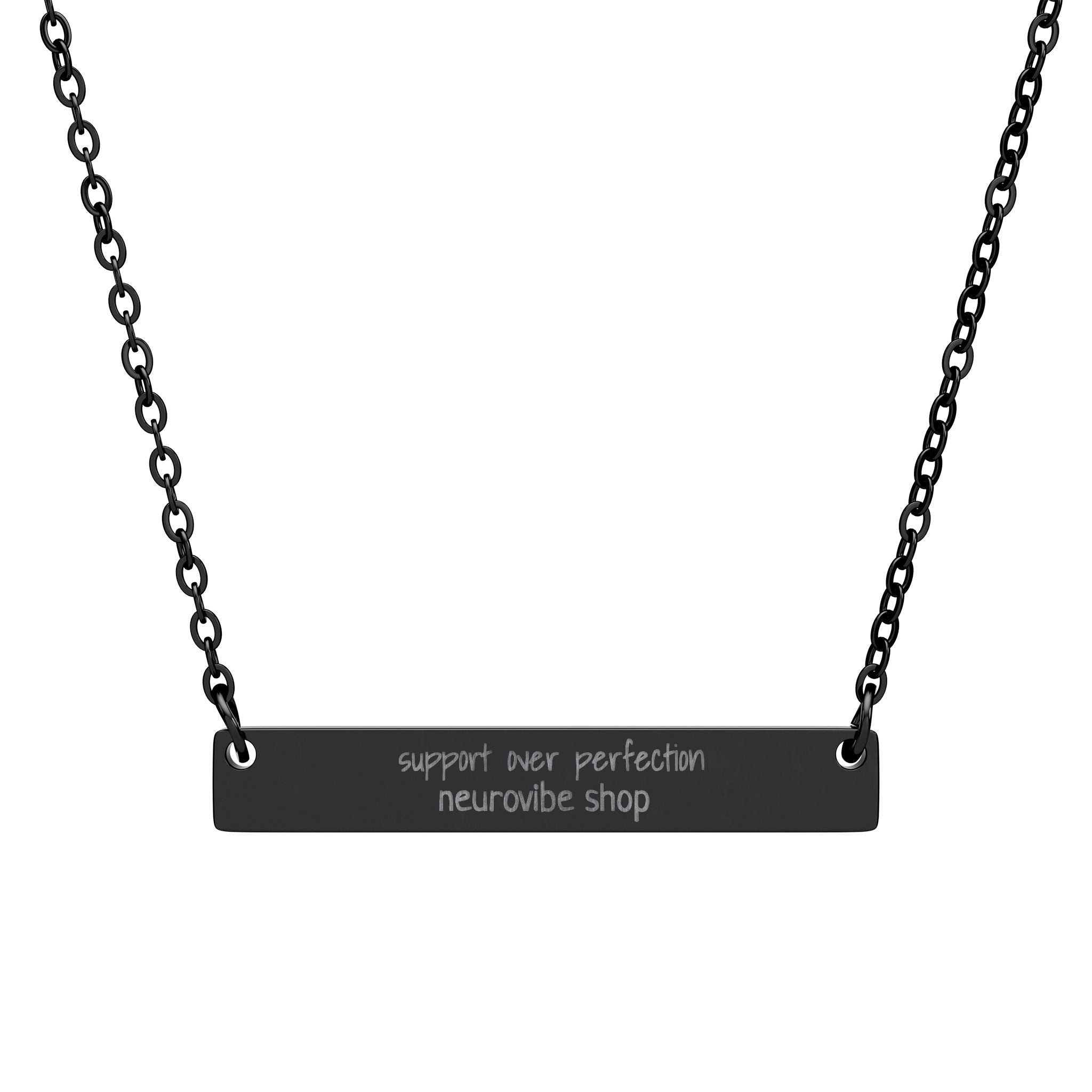NeuroVibe Support Over Perfection Necklace Charm | Butterfly Mental Health Jewelry | Neurodiversity Gift | Inspirational Engraved Pendant
