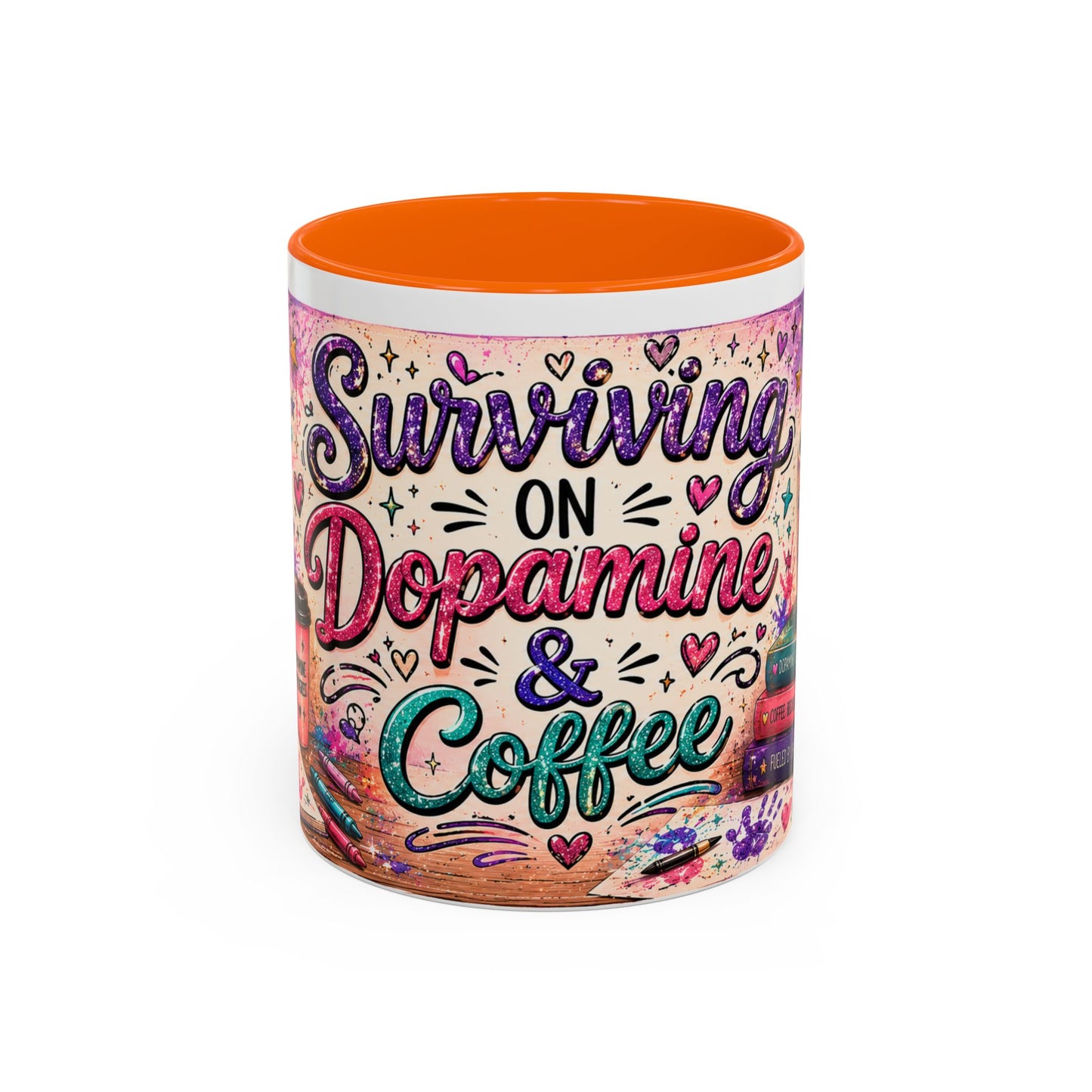 Surviving on Dopamine & Coffee Mug ☕ | Neurospicy Glitter Accent Cup | NeuroVibe Shop™