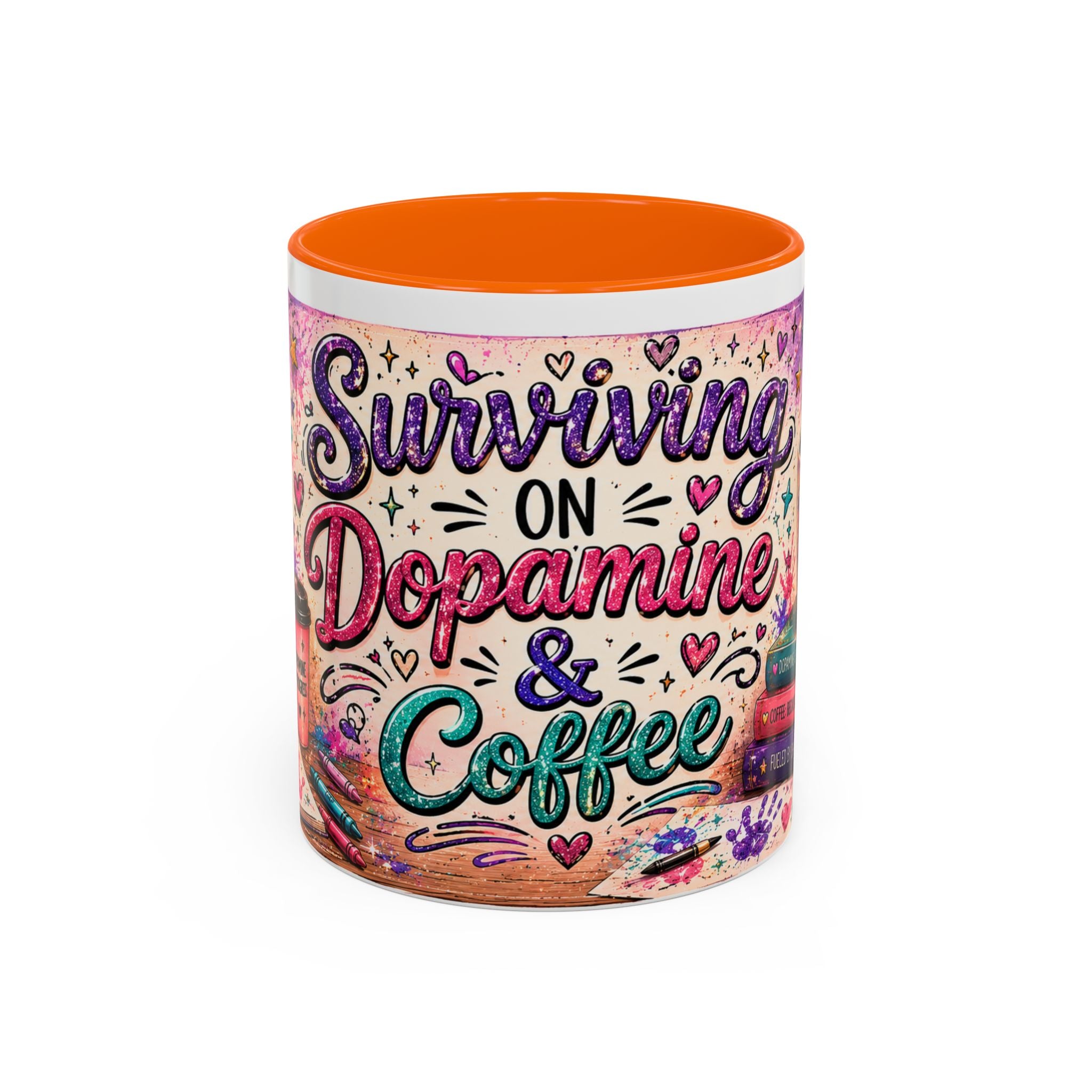 Surviving on Dopamine & Coffee Mug ☕ | Neurospicy Glitter Accent Cup | NeuroVibe Shop™