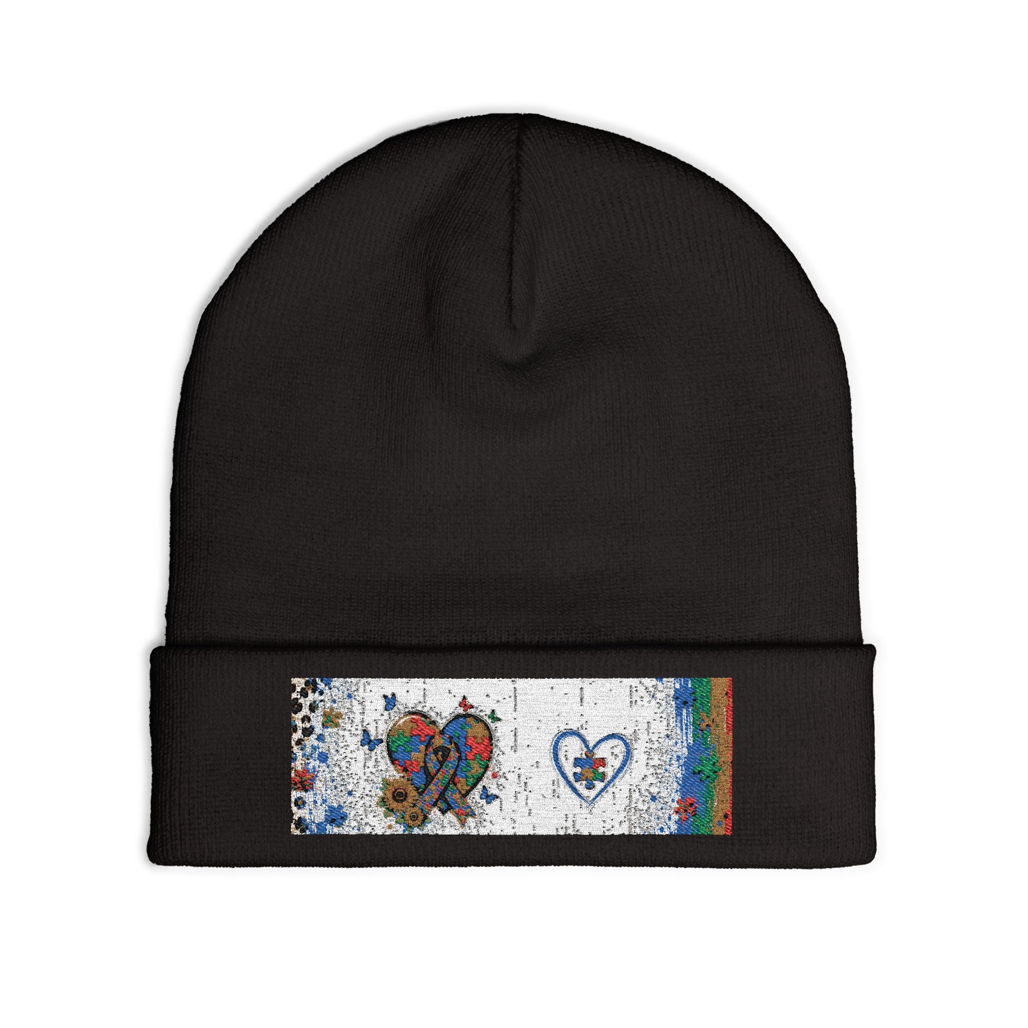 Rainbow Heart Beanie 💛 | Autism Awareness Knit Hat | NeuroVibe Shop™