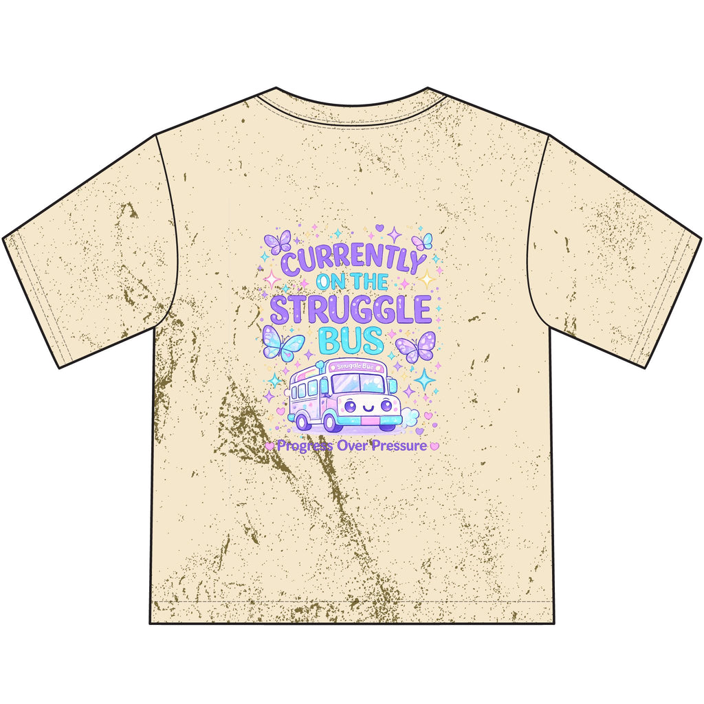 Cuddle Crew Youth T-Shirt | Currently on the Struggle Bus Back Print | NeuroVibe Shop™ Kids Mental Health Tee