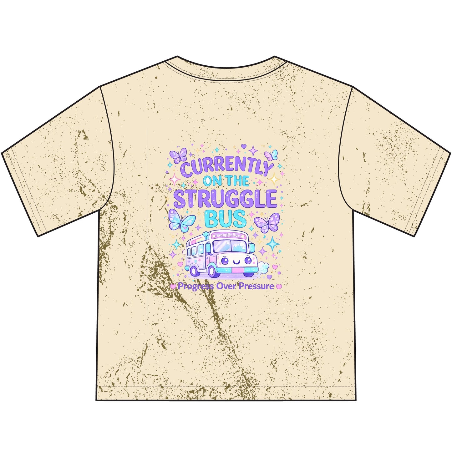 Cuddle Crew Youth T-Shirt | Currently on the Struggle Bus Back Print | NeuroVibe Shop™ Kids Mental Health Tee