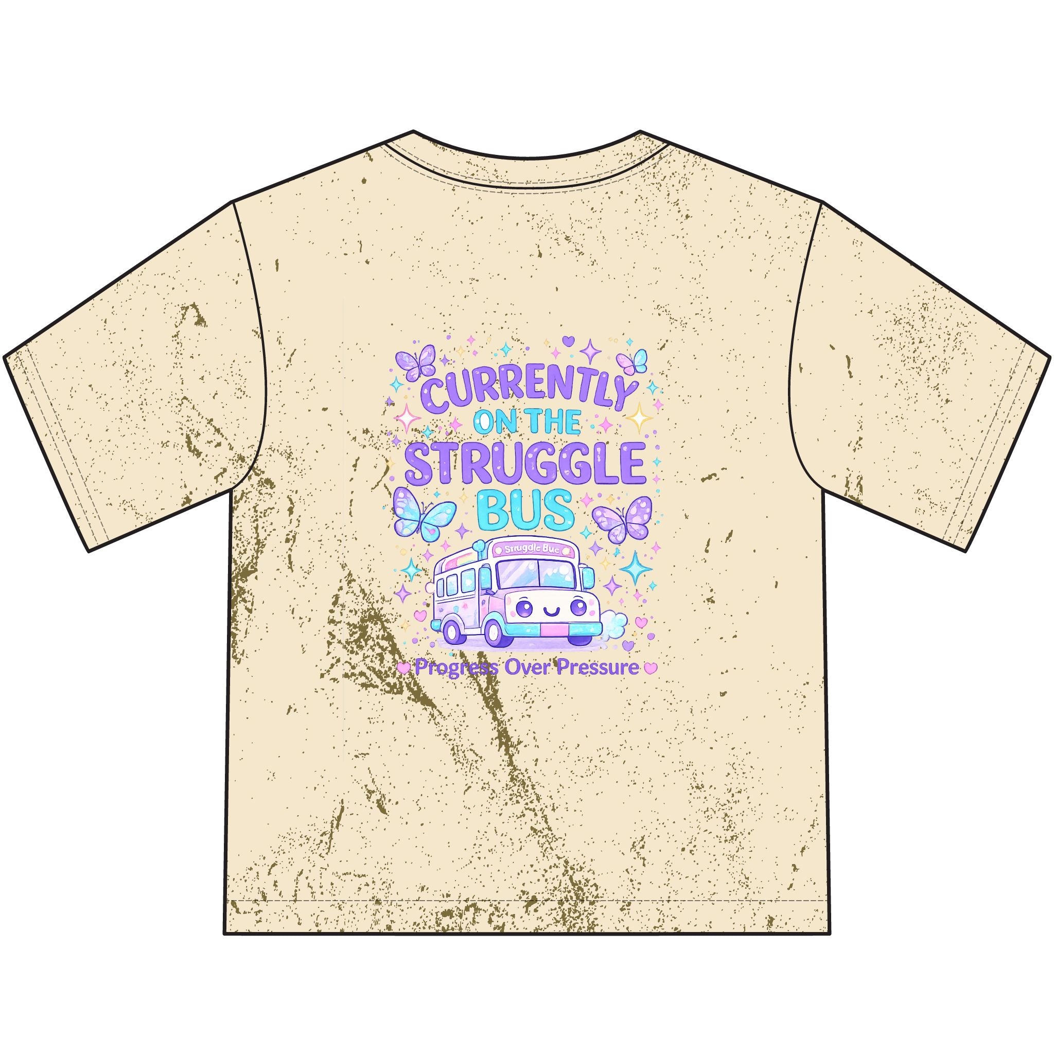 Cuddle Crew Youth T-Shirt | Currently on the Struggle Bus Back Print | NeuroVibe Shop™ Kids Mental Health Tee