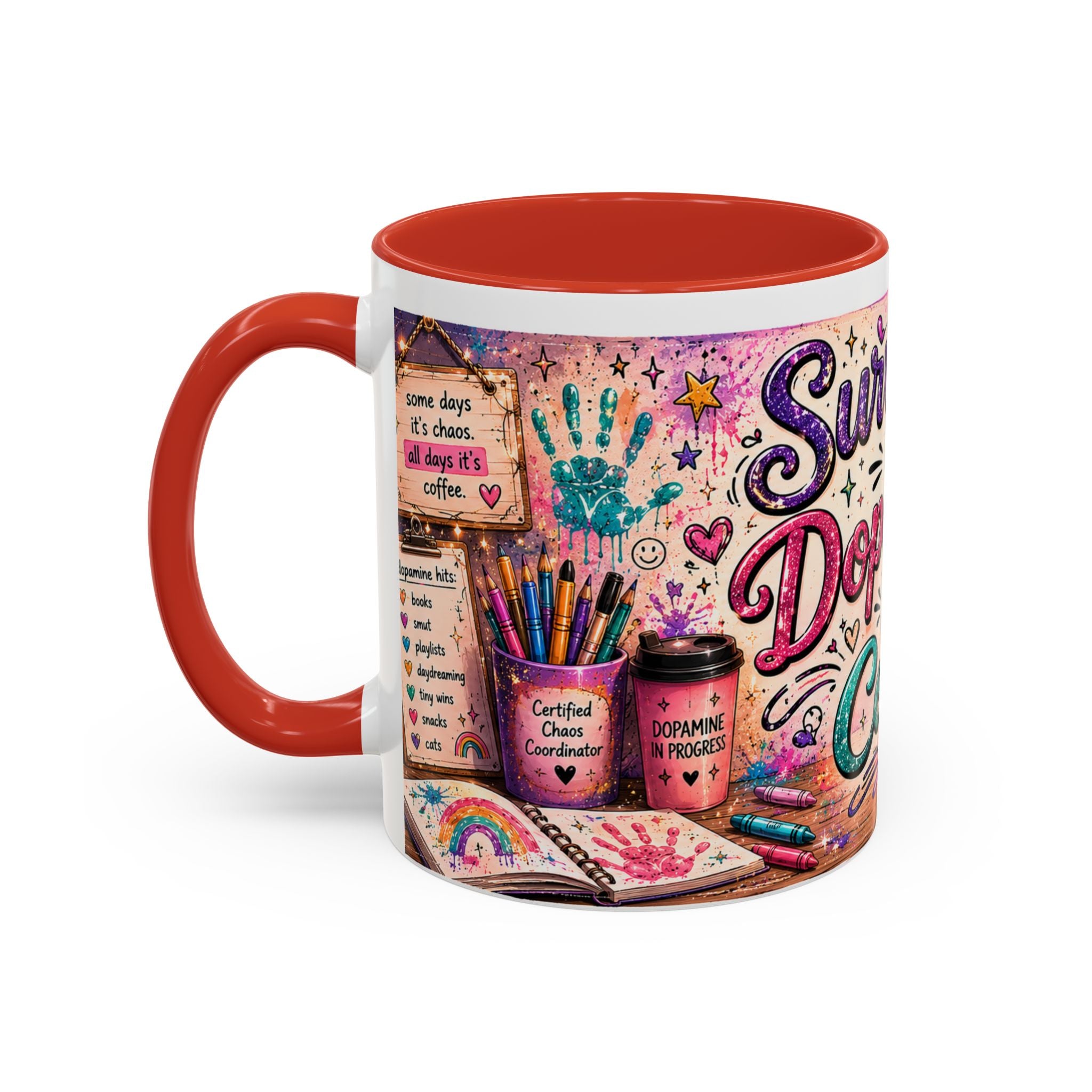 Surviving on Dopamine & Coffee Mug ☕ | Neurospicy Glitter Accent Cup | NeuroVibe Shop™