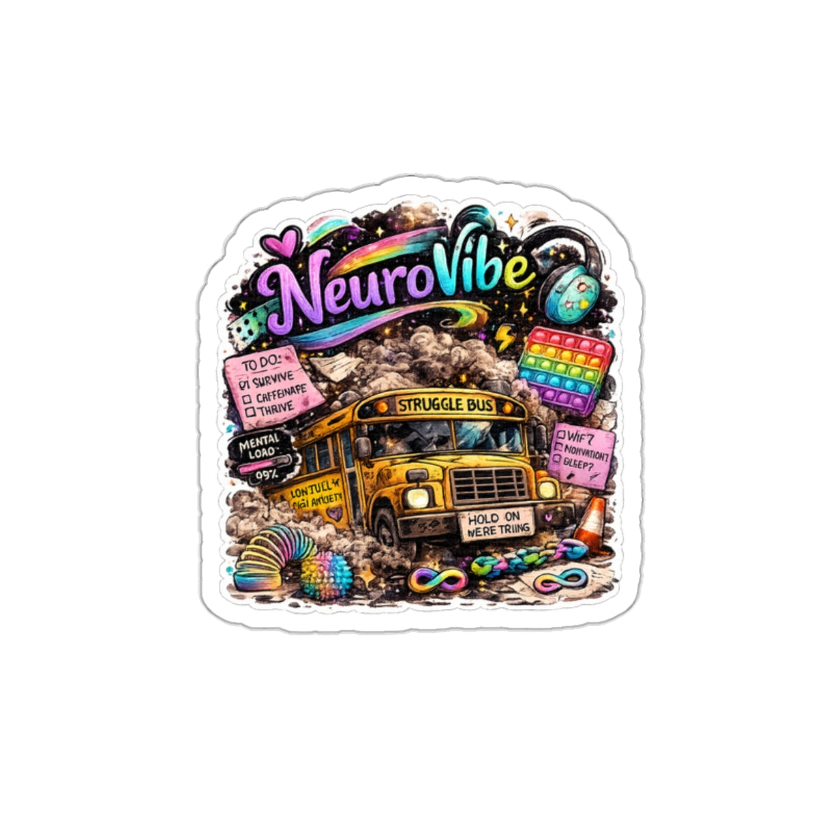 Colorful ADHD/Neurodiversity Positivity Design| NeuroVibe Die-Cut Sticker | NeuroVibe Shop™