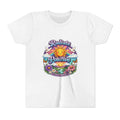 Youth Radiate Positive T-Shirt – Purple & Teal Retro Sunshine Inspirational Graphic Tee | Good Vibes Everyday Boho Floral Shirt | Motivational Mental Health Apparel