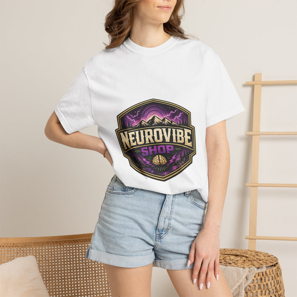 NeuroVibe Shop Ignite Your Mind T-Shirt | Purple Lightning Brain Graphic Tee | Neurodiversity Awareness Shirt | ADHD Autism Mental Health Support Apparel