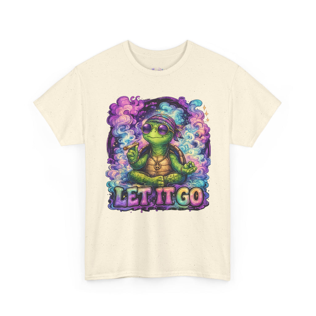 Let It Go Turtle T-Shirt | Chill Turtle Graphic Tee | Retro Hippie Turtle Shirt | Positive Vibes Relaxation Tee | Colorful Smoke Art Shirt