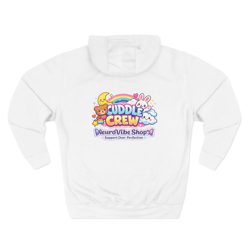Radiate Positive Hoodie – Front Graphic with Cuddle Crew Back Design | Purple Teal Sunshine Hoodie | Positive Vibes Mental Health Apparel