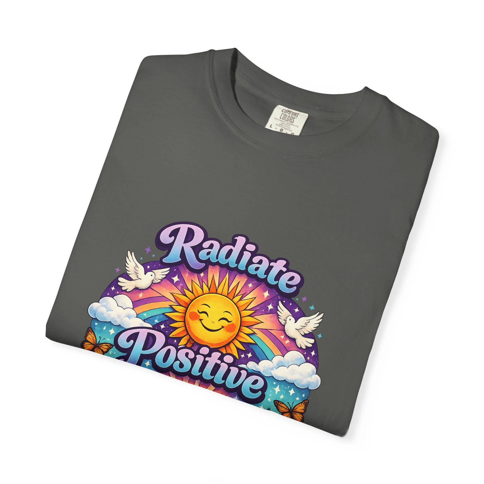 Radiate Positive Shirt – Groovy Purple & Teal Sunshine Floral Tee | Mental Health Awareness Gift