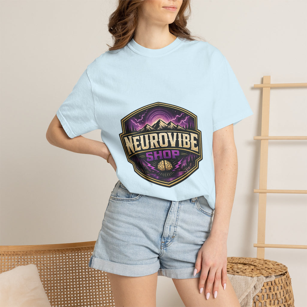 NeuroVibe Shop Ignite Your Mind T-Shirt | Purple Lightning Brain Graphic Tee | Neurodiversity Awareness Shirt | ADHD Autism Mental Health Support Apparel