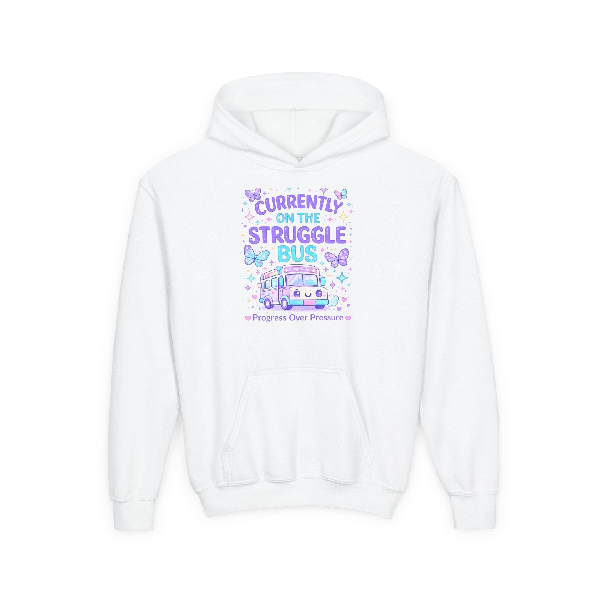 Currently on the Struggle Bus Youth Hoodie | NeuroVibe Shop™ Mental Health Awareness Hoodie
