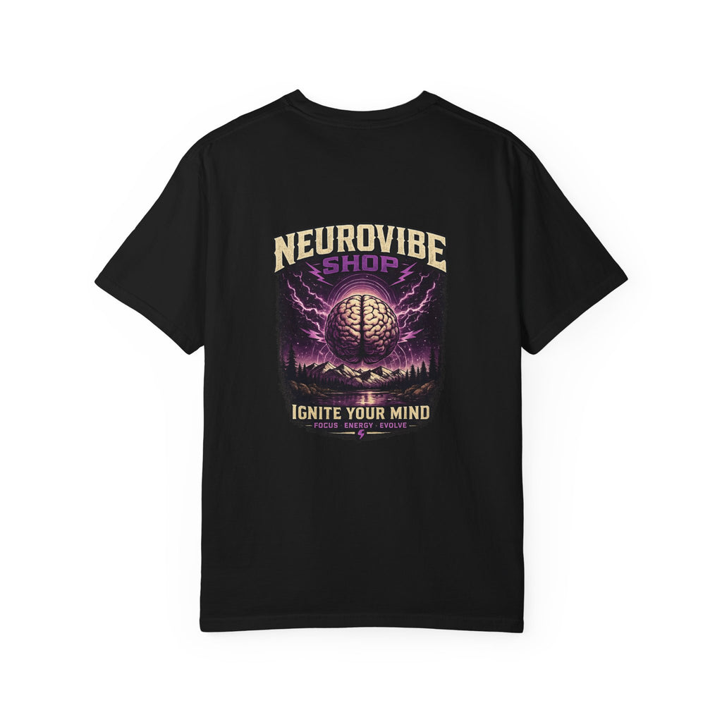NeuroVibe Shop Ignite Your Mind T-Shirt | Purple Lightning Brain Graphic Tee | Neurodiversity Awareness Shirt | ADHD Autism Mental Health Support Apparel