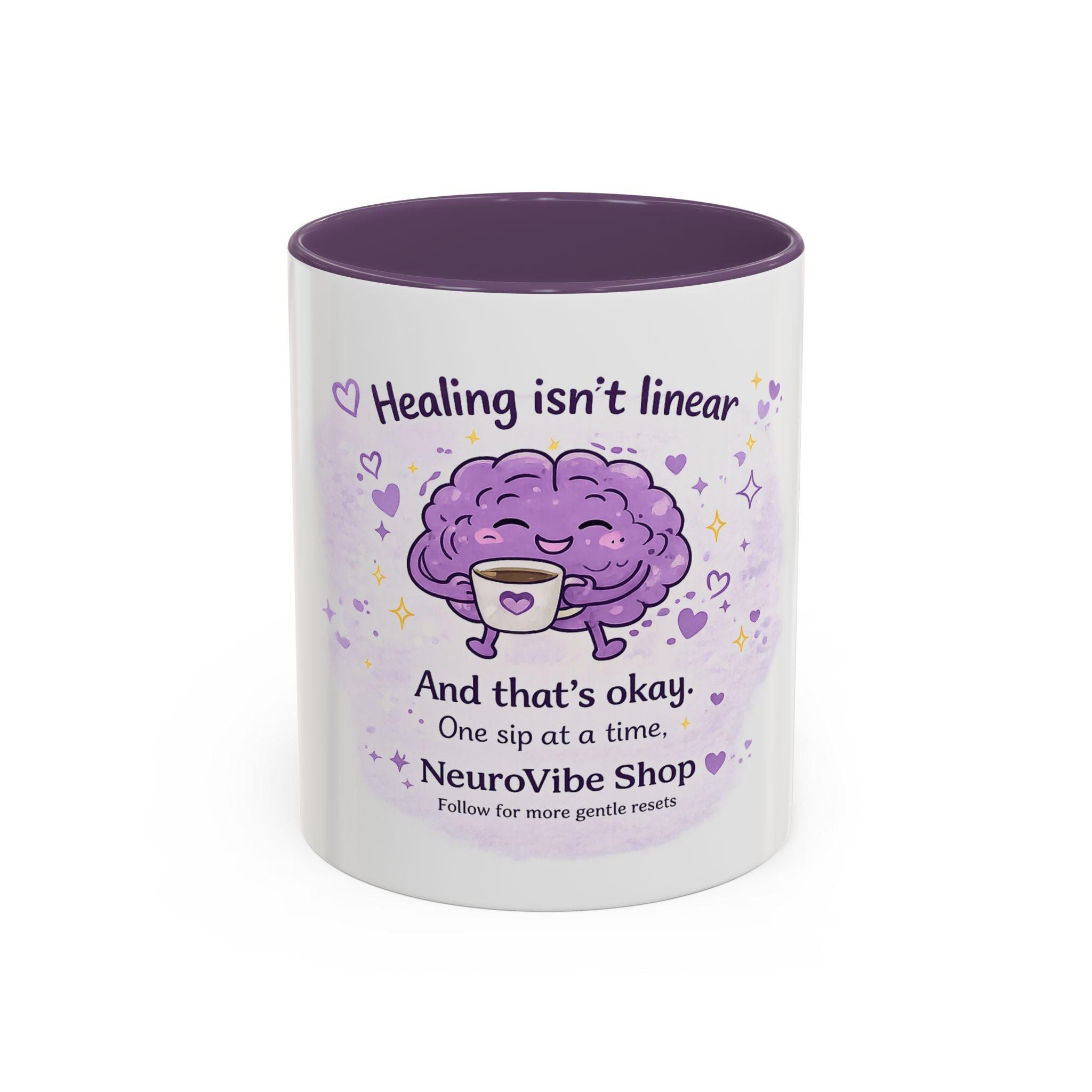 Healing Isn't Linear Coffee Mug | Cute Brain Tea/Coffee Cup, Mental Health Support Gift | NeuroVibe Shop™