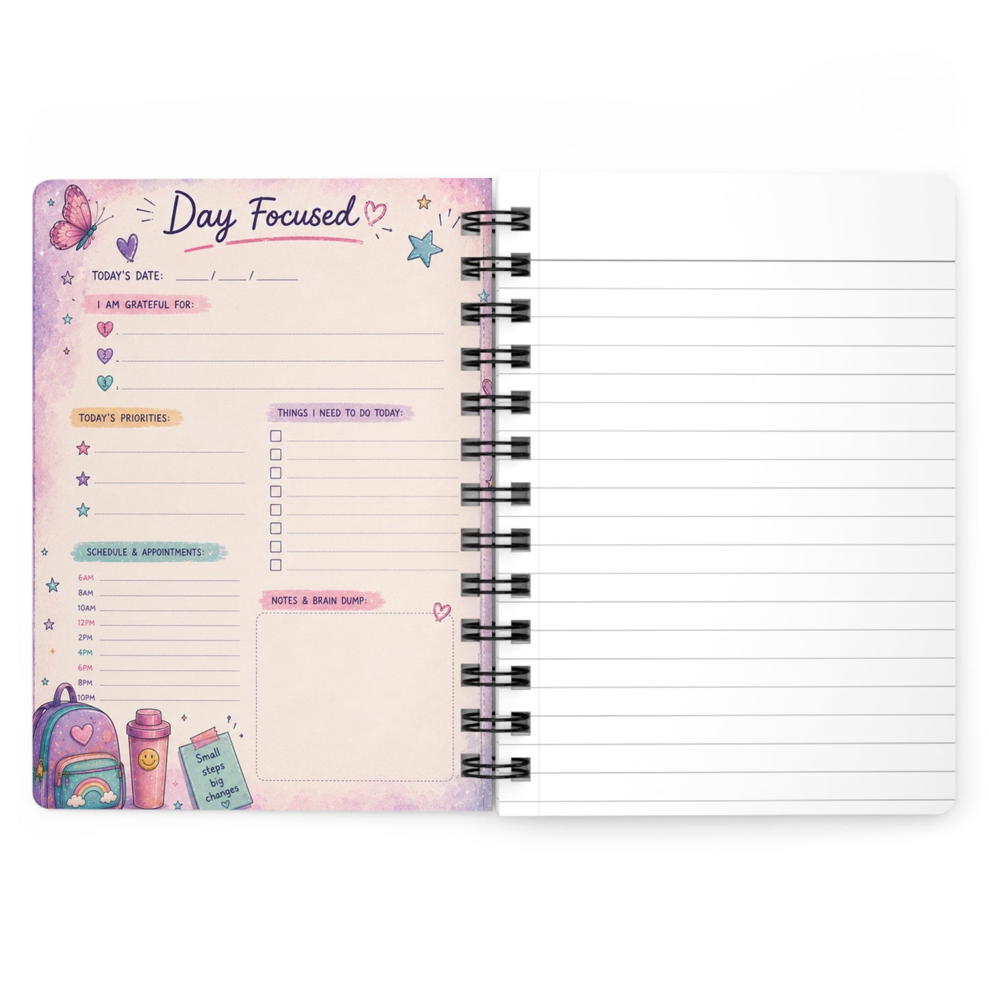 Undated Daily Planner | Neurodivergent Daily Planning Notebook | Gratitude, Goals & Tomorrow’s Plans | NeuroVibe Planner