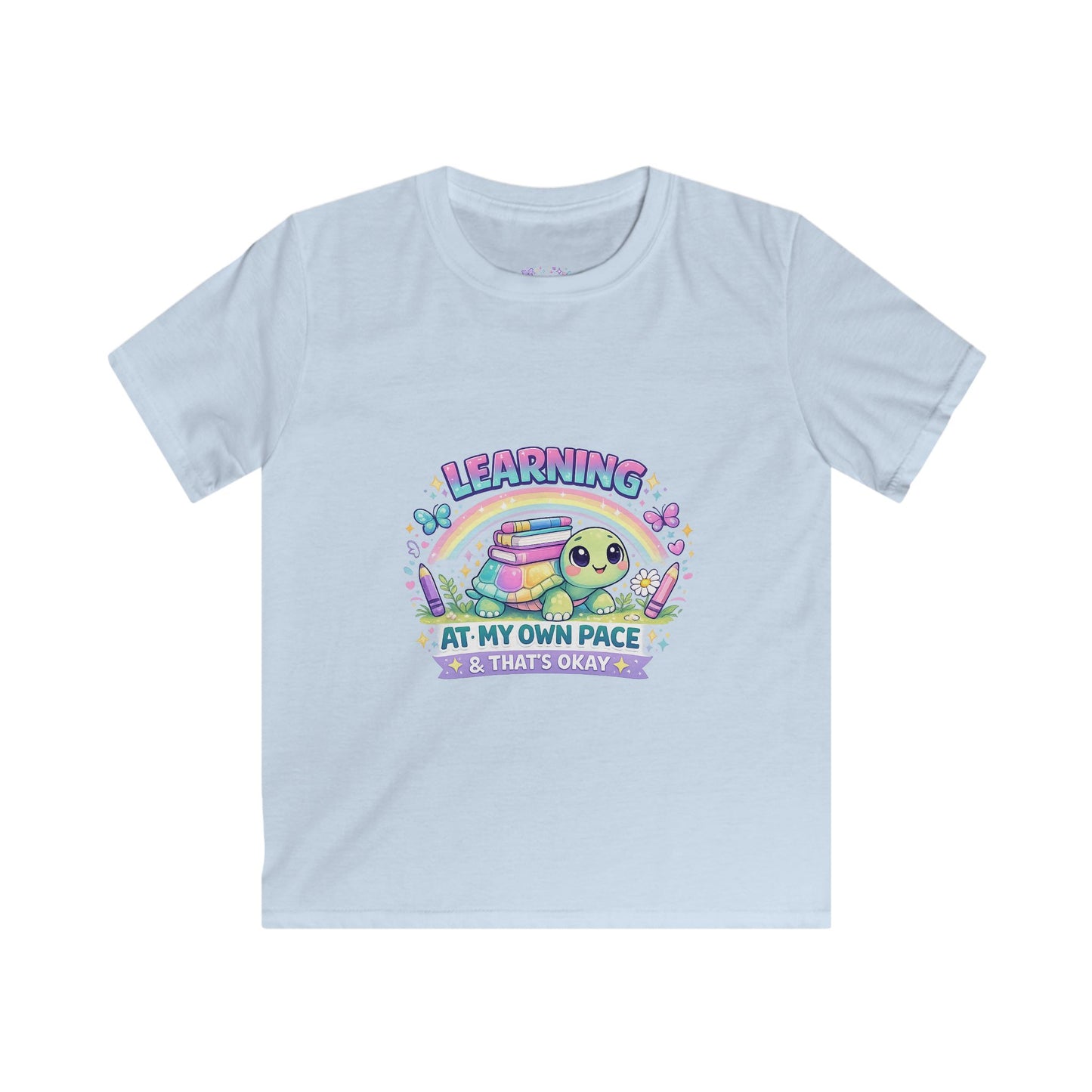 Learning at My Own Pace & That’s Okay T-Shirt | Cute Turtle School Shirt | Neurodivergent Kids Tee | Back to School Confidence Shirt ☀️📚🌈🦋