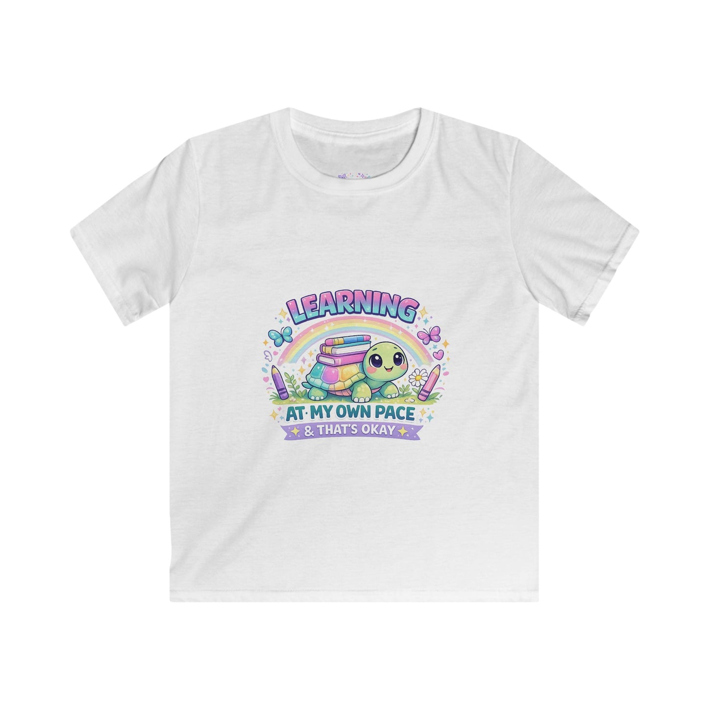 Learning at My Own Pace & That’s Okay T-Shirt | Cute Turtle School Shirt | Neurodivergent Kids Tee | Back to School Confidence Shirt ☀️📚🌈🦋