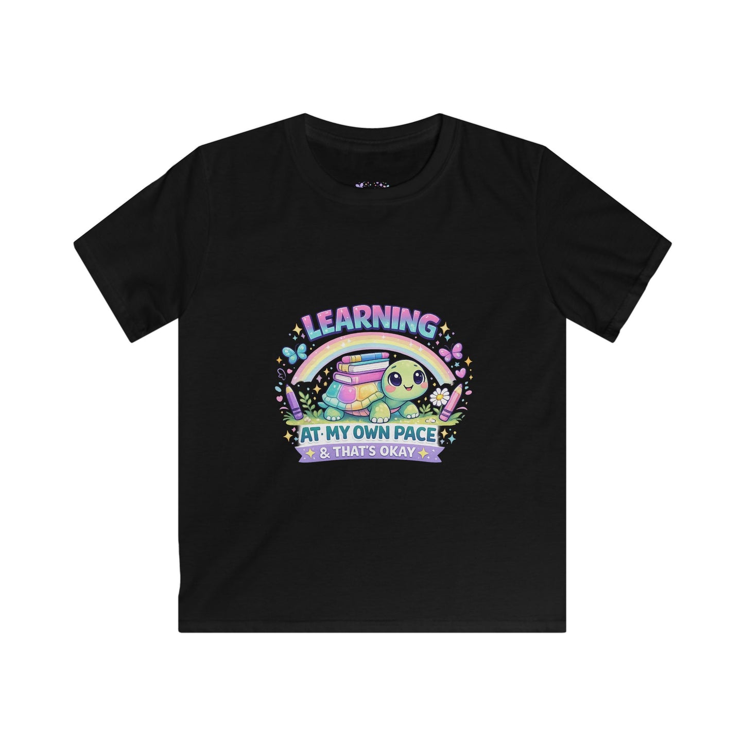 Learning at My Own Pace & That’s Okay T-Shirt | Cute Turtle School Shirt | Neurodivergent Kids Tee | Back to School Confidence Shirt ☀️📚🌈🦋