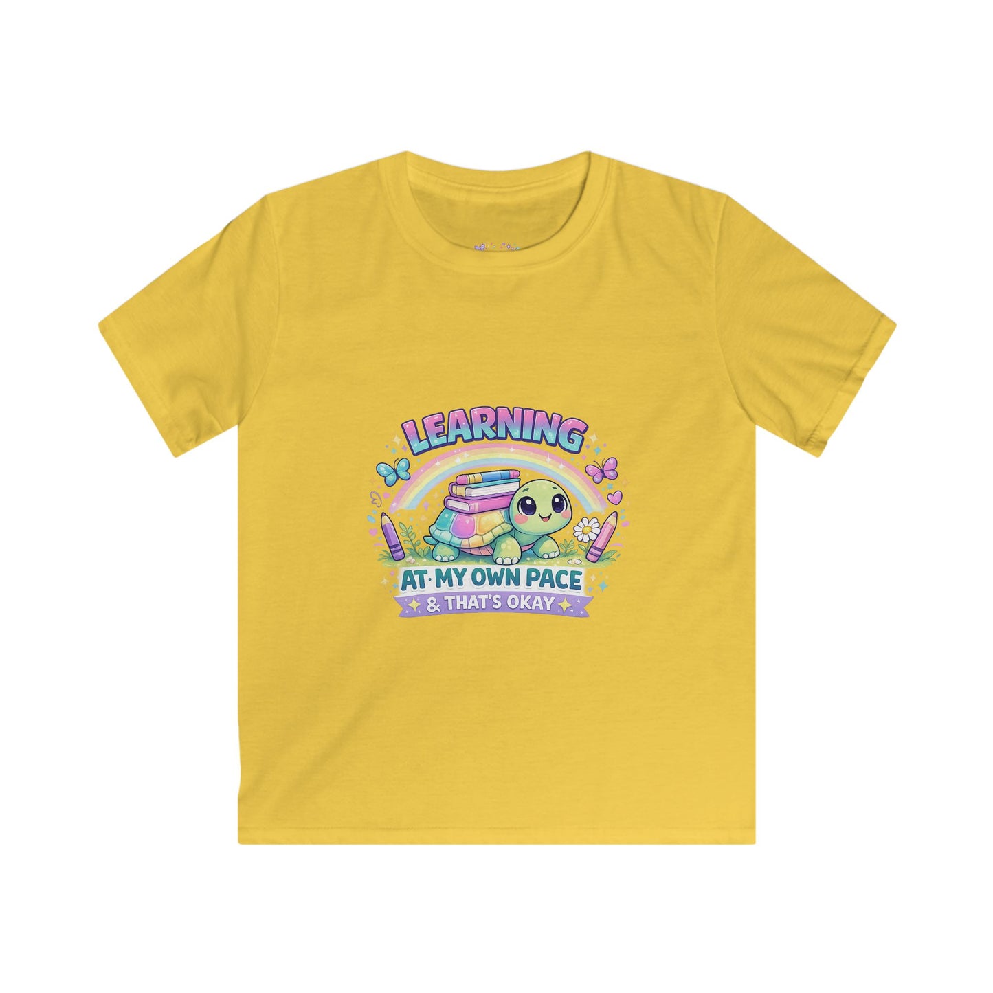 Learning at My Own Pace & That’s Okay T-Shirt | Cute Turtle School Shirt | Neurodivergent Kids Tee | Back to School Confidence Shirt ☀️📚🌈🦋