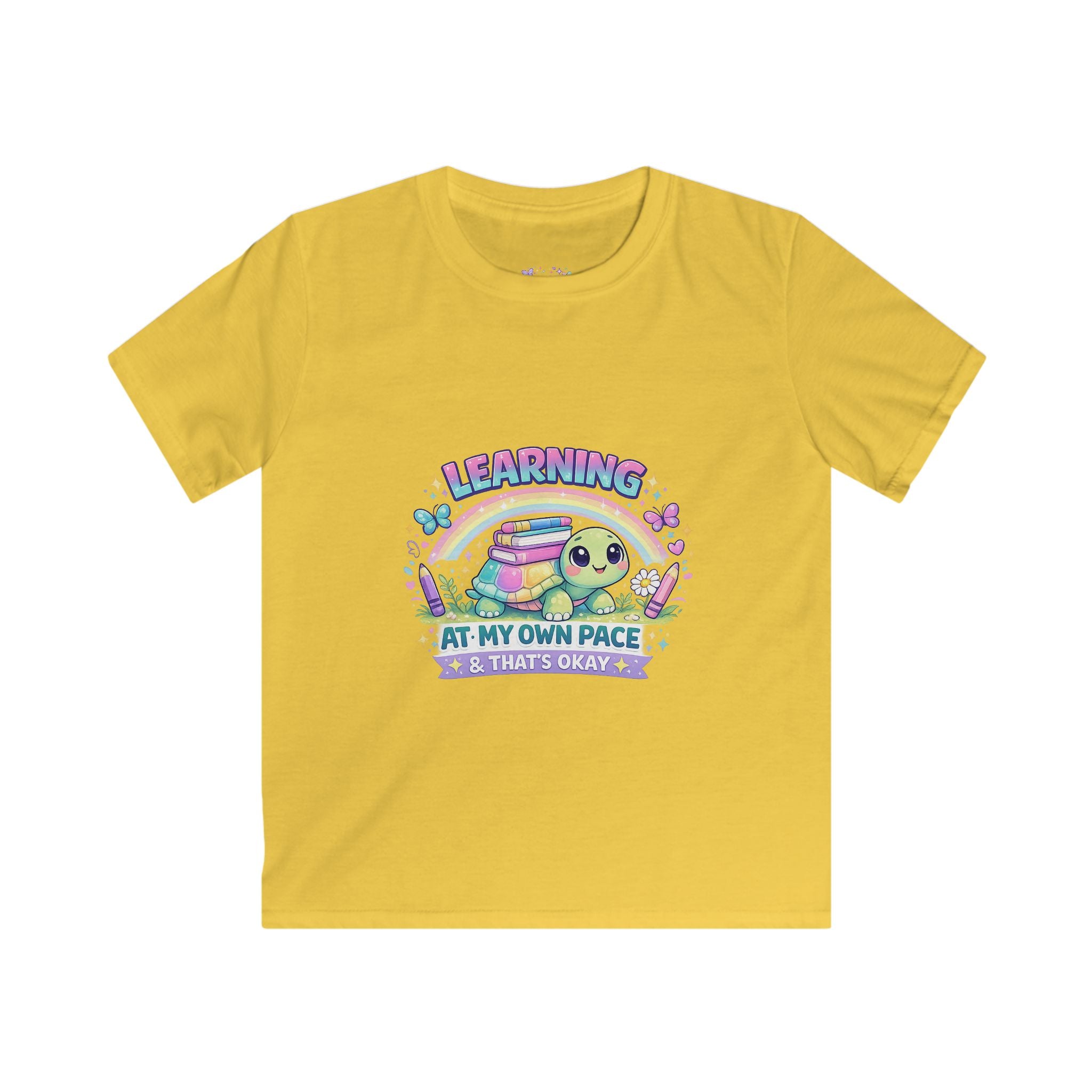 Learning at My Own Pace & That’s Okay T-Shirt | Cute Turtle School Shirt | Neurodivergent Kids Tee | Back to School Confidence Shirt ☀️📚🌈🦋