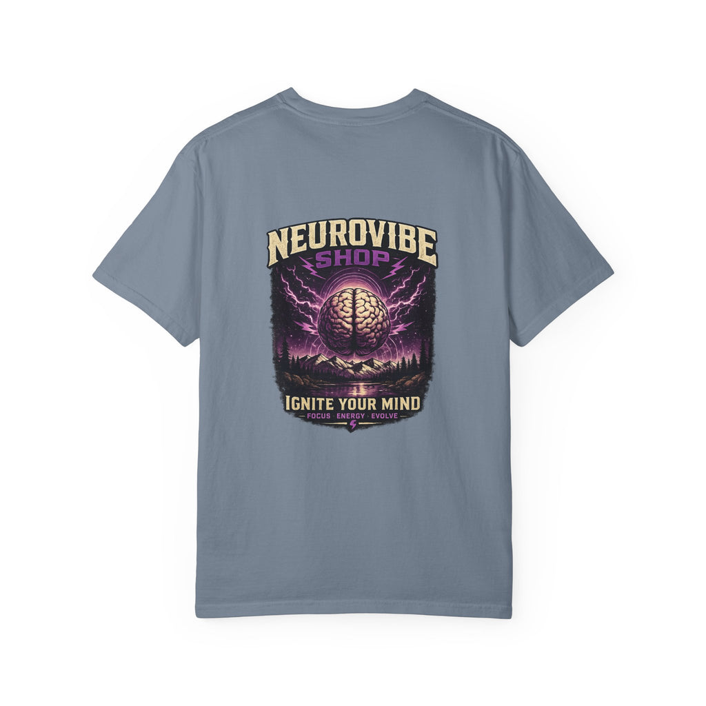 NeuroVibe Shop Ignite Your Mind T-Shirt | Purple Lightning Brain Graphic Tee | Neurodiversity Awareness Shirt | ADHD Autism Mental Health Support Apparel