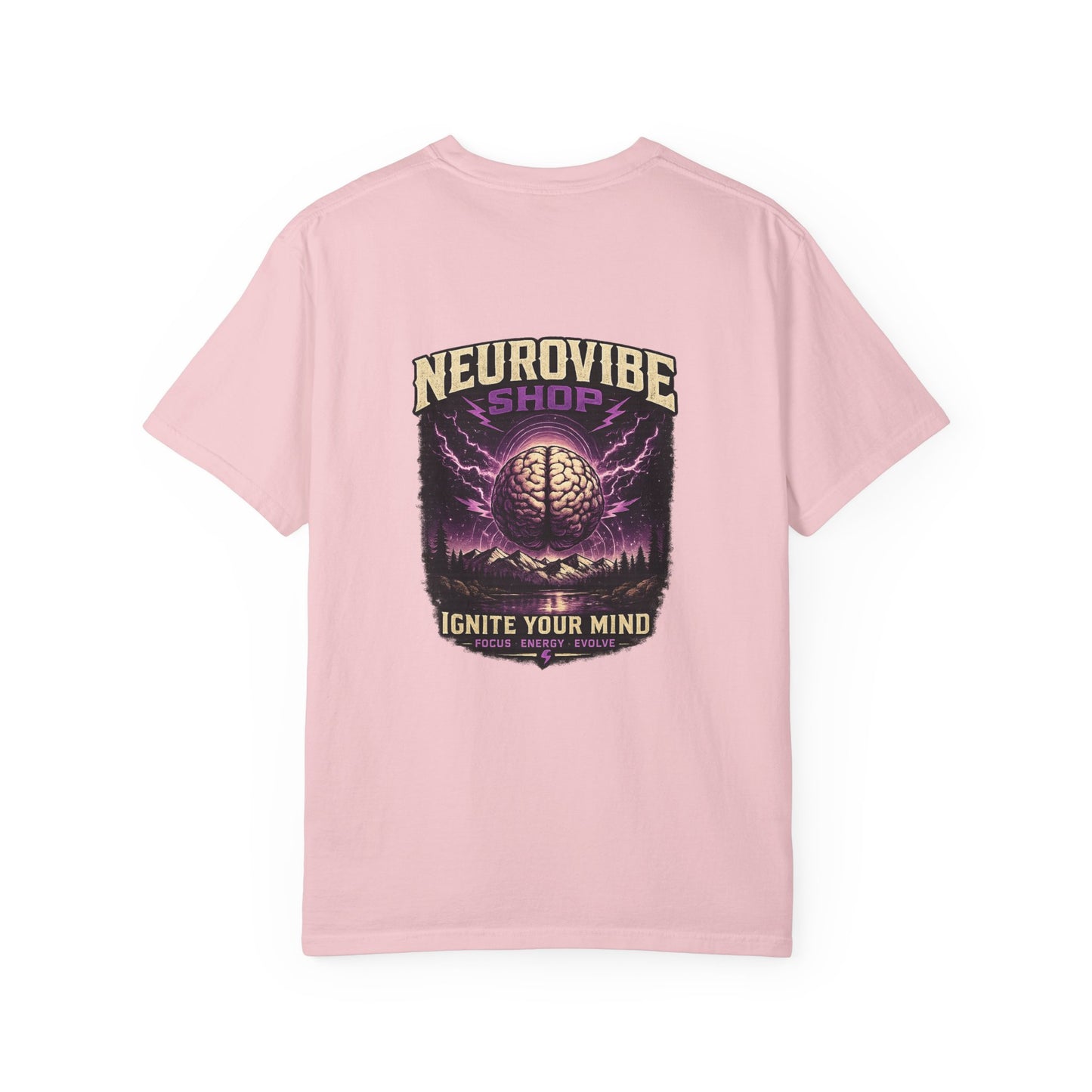 NeuroVibe Shop Ignite Your Mind T-Shirt | Purple Lightning Brain Graphic Tee | Neurodiversity Awareness Shirt | ADHD Autism Mental Health Support Apparel