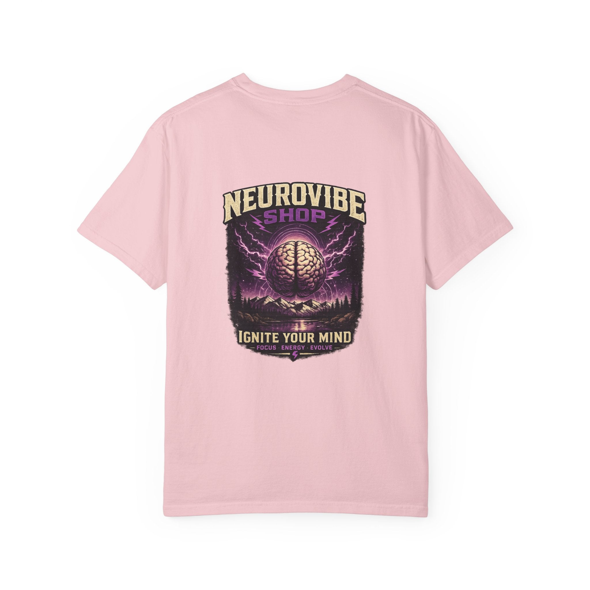NeuroVibe Shop Ignite Your Mind T-Shirt | Purple Lightning Brain Graphic Tee | Neurodiversity Awareness Shirt | ADHD Autism Mental Health Support Apparel