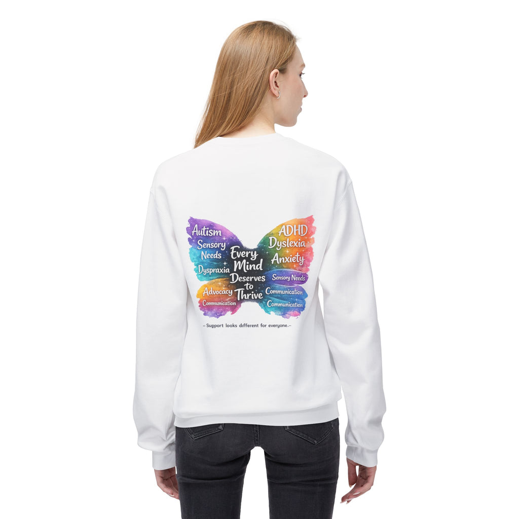 Different Needs Same Worth Crewneck | Special Needs Awareness Sweatshirt | Neurodiversity Acceptance Butterfly Sweatshirt | Inclusion Support Sweatshirt