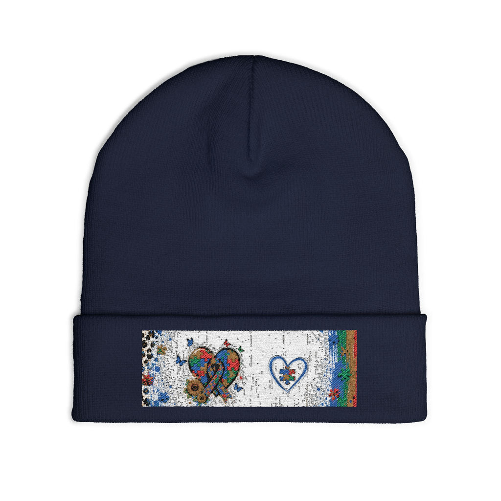 Rainbow Heart Beanie 💛 | Autism Awareness Knit Hat | NeuroVibe Shop™