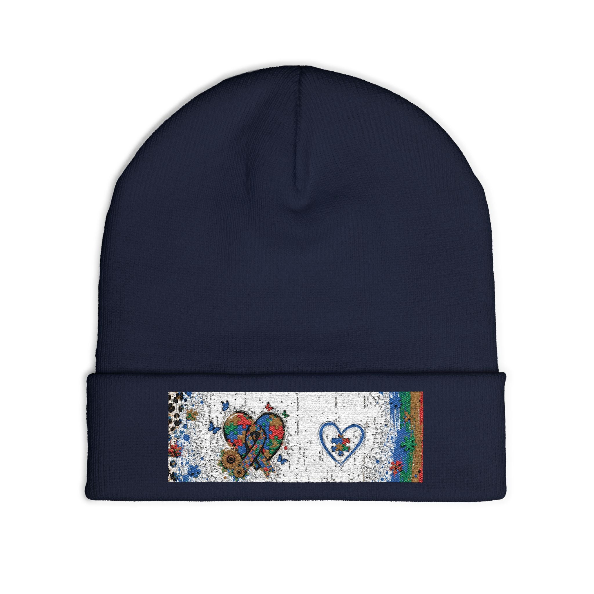 Rainbow Heart Beanie 💛 | Autism Awareness Knit Hat | NeuroVibe Shop™
