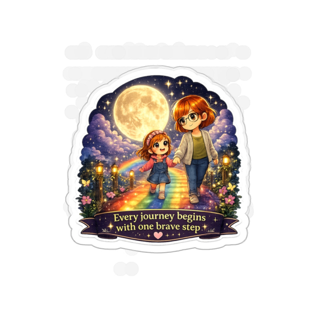 Every Journey Begins With One Brave Step Sticker | Lyra & Sylvia Rainbow Bridge Sticker | NeuroVibe Stories Collection