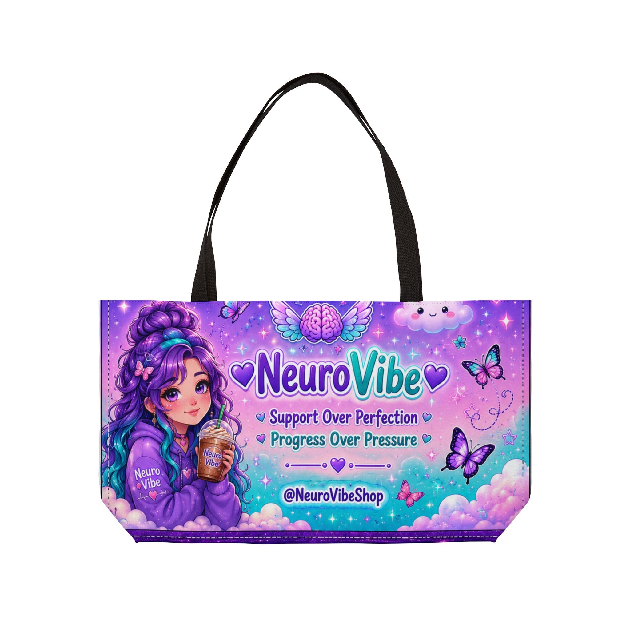 Weekender Tote Bag - NeuroVibe Support Over Perfection Motivational Tote | NeuroVibe Shop™