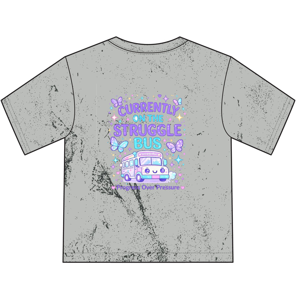 Cuddle Crew Youth T-Shirt | Currently on the Struggle Bus Back Print | NeuroVibe Shop™ Kids Mental Health Tee