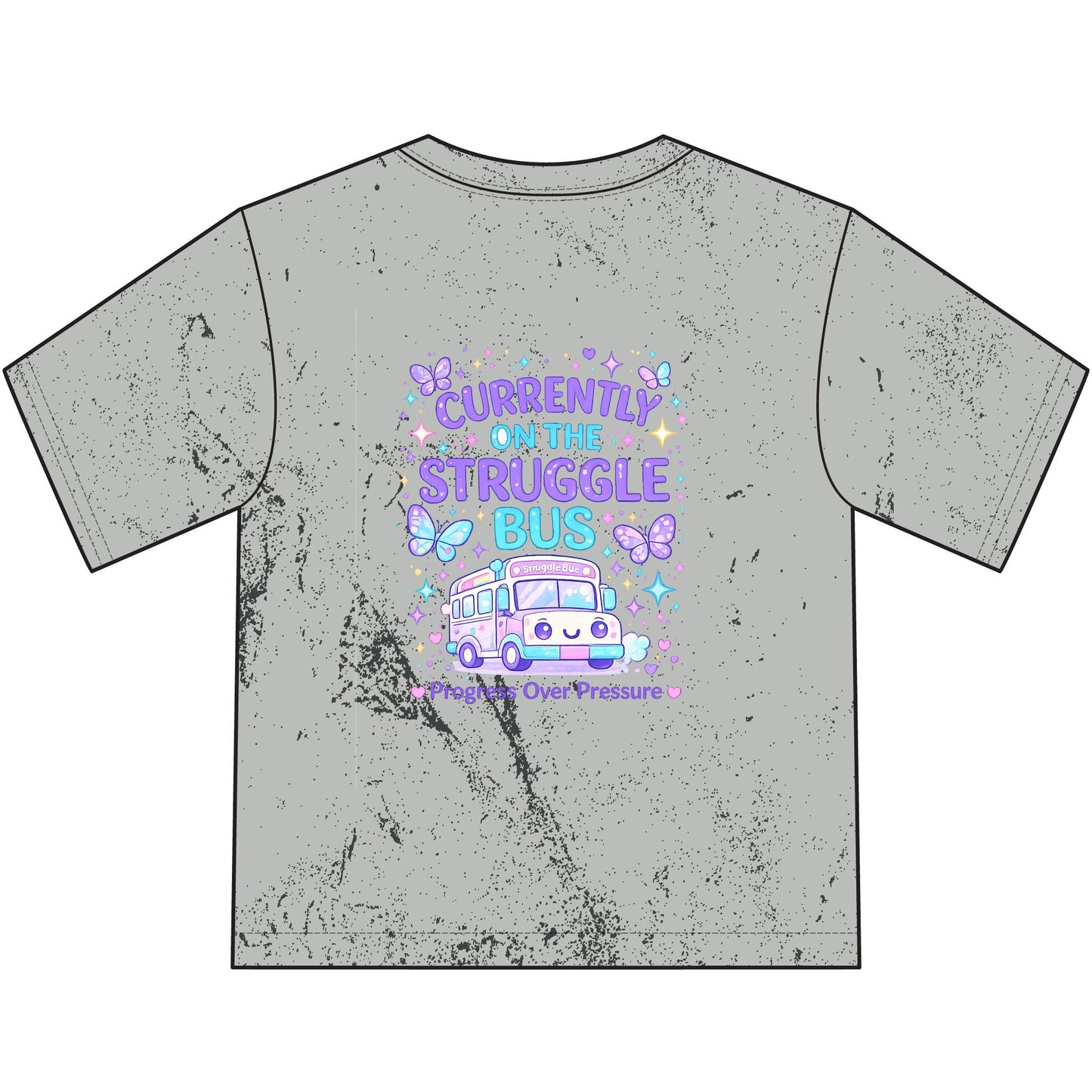 Cuddle Crew Youth T-Shirt | Currently on the Struggle Bus Back Print | NeuroVibe Shop™ Kids Mental Health Tee