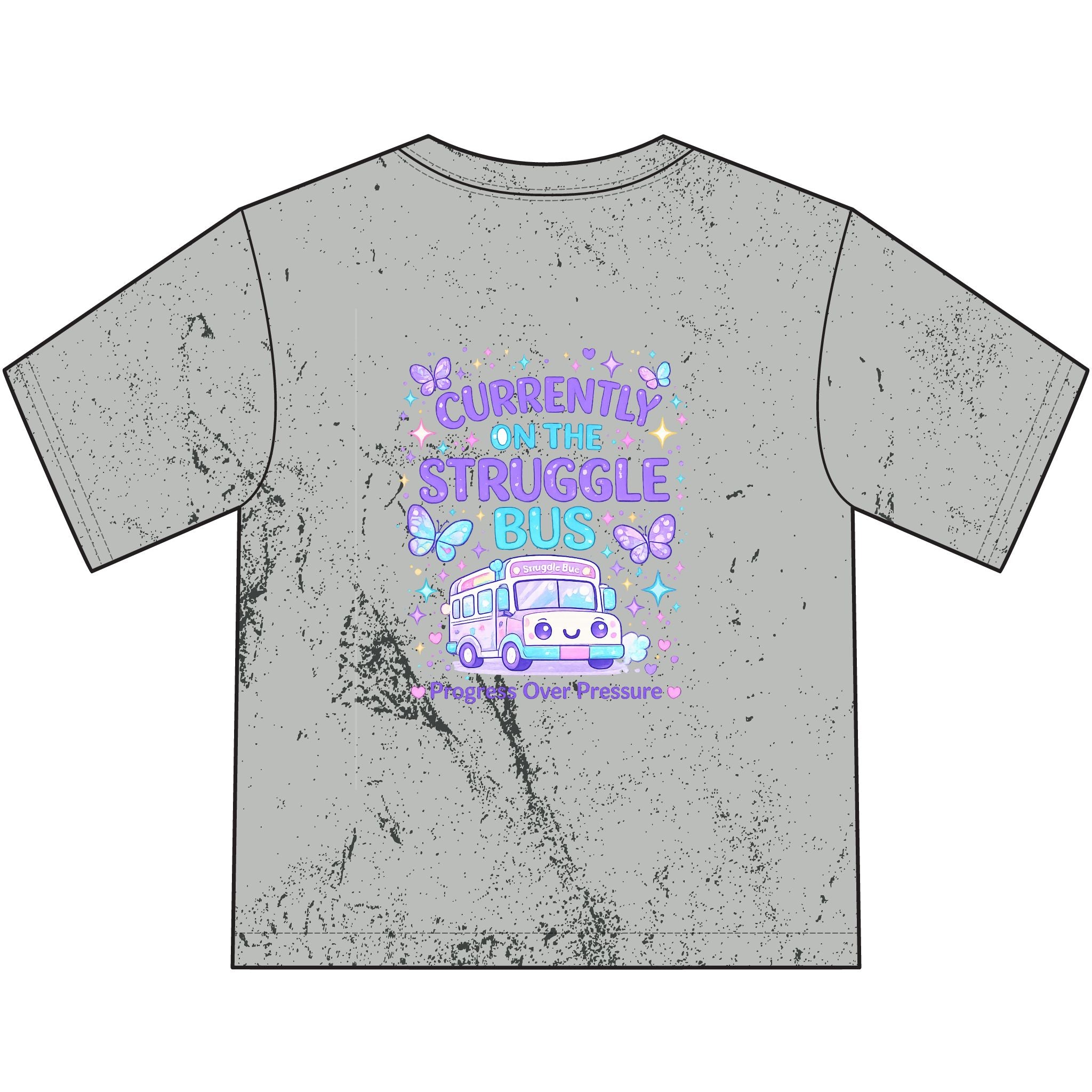 Cuddle Crew Youth T-Shirt | Currently on the Struggle Bus Back Print | NeuroVibe Shop™ Kids Mental Health Tee